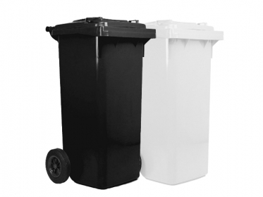 Set X 2 Contenedores Con Ruedas Weber 120 Lts Negro Y Blanco