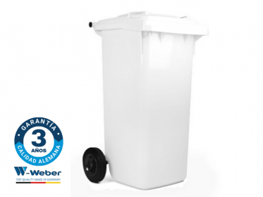 Contenedor de Basura con Ruedas 120 Litros Blanco Weber
